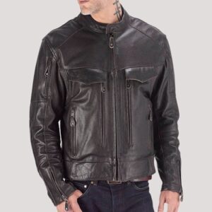 Mens Classic Motorcycle Leather Jacket