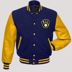 Milwaukee Brewers Blue And Yellow Varsity Jacket