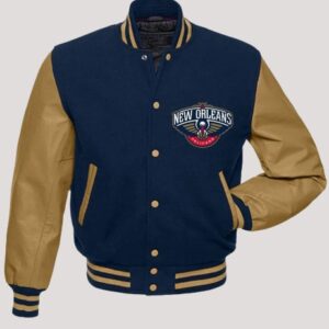 New Orleans Pelicans Glorious Blue And Brown Varsity Jacket