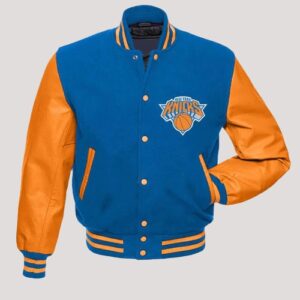 New York Knicks Blue And Orange Varsity Jacket