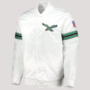 Nfl 90s Philadelphia Eagles Bomber Varsity White Satin Jacket