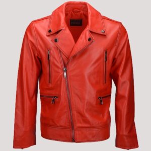 Phoenix Red Biker Leather Jacket