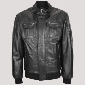 Pilot Black Leather Jacket Mens