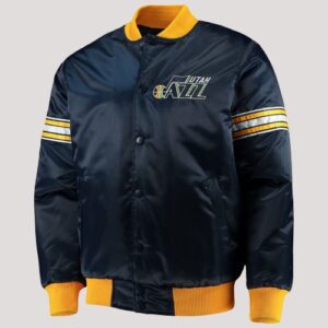 Utah Jazz Baseball Navy Blue Varsity Satin Jacket