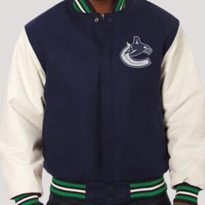 Vancouver Canucks Navy And White Wool Varsity Jacket