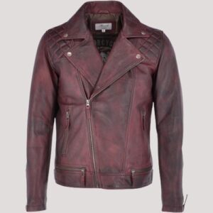 Viking Bordeaux Biker Leather Jacket