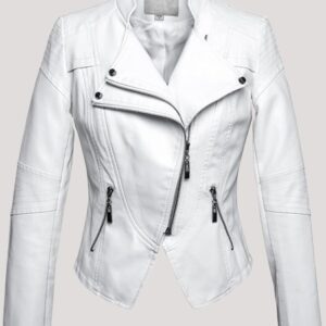 White Faux Leather Moto Jacket