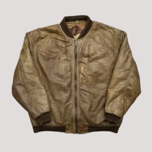 90s Brown Bomber Motorbike Leather Jacket