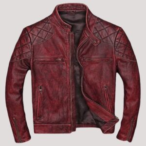 Dark Red Leather Jacket Mens