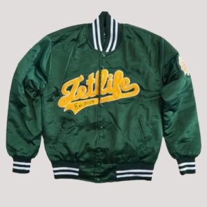 Home Plate Jet Life Green Varsity Satin Jacket