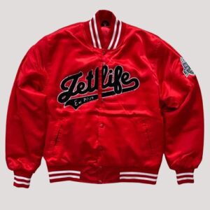 Home Plate Jet Life Red Bomber Satin Jacket