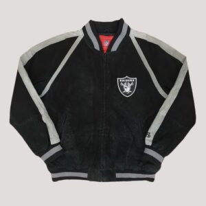 Las Vegas Raiders Nfl Bomber Suede Leather Jacket