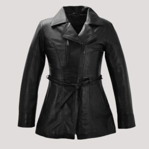 Long Black Leather Jacket Womens