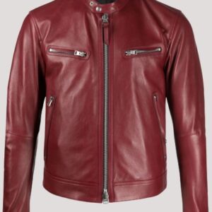 Men's Red Biker Leather Jacket