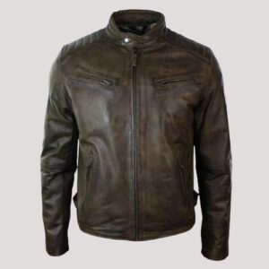 Men's Slim Fit Brown Leather Jacket