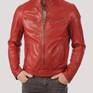 Red Leather Mens Jacket