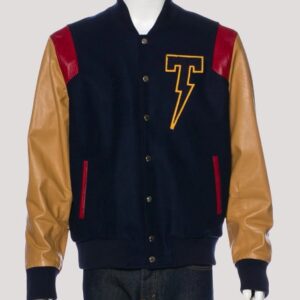 Tackma Bomber Blue And Brown Jacket