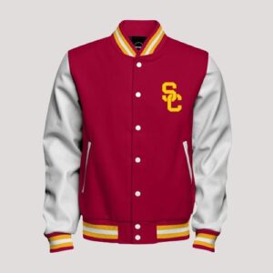 USC Trojans Cardinal SC Interlock Faux Leather Letterman Jacket