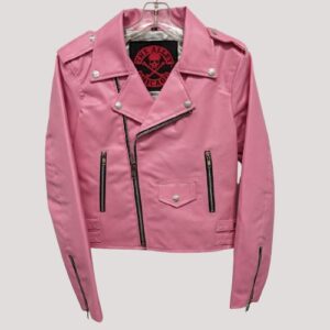 Womens Pink Vegan Leather Jacket