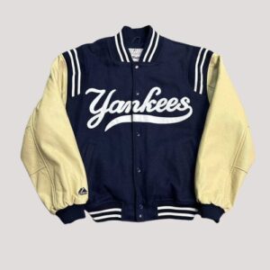 Yankees Vintage Majestic Leather Wool Varsity Jacket