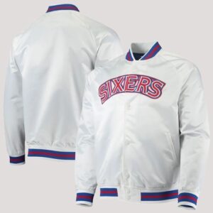 76ers Philadelphia Sixers White Satin Jacket