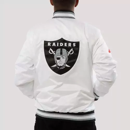 A Stars Las Vegas Raiders White Satin Jacket - Image 5