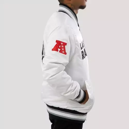 A Stars Las Vegas Raiders White Satin Jacket - Image 4