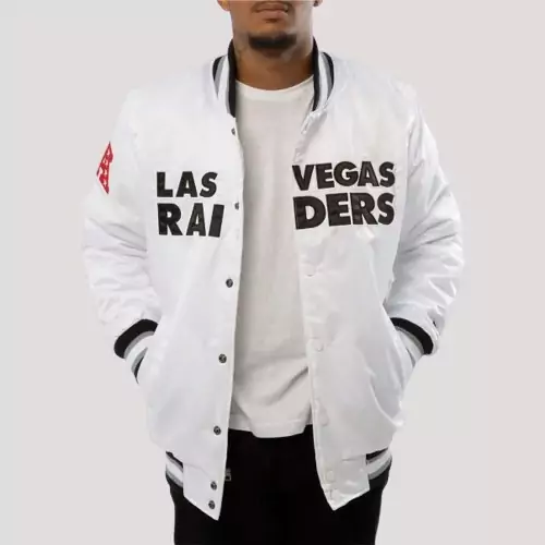 A Stars Las Vegas Raiders White Satin Jacket - Image 2