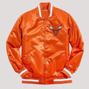 Chicago Bulls Bomber Orange Satin Jacket