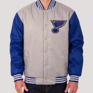 Front Hit St. Louis Blues Gray And Blue Jacket