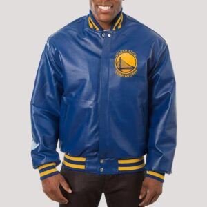 Golden State Warriors Royal Varsity Leather Jacket