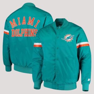 Miami Dolphins Champ Aqua Varsity Satin Jacket