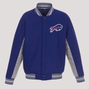 NFL Team Buffalo Bills Royal And Gray Wool Varsity Jacket