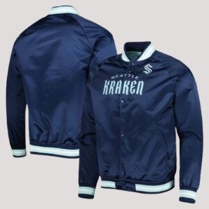 Seattle Kraken Deep Sea Blue Raglan Satin Jacket