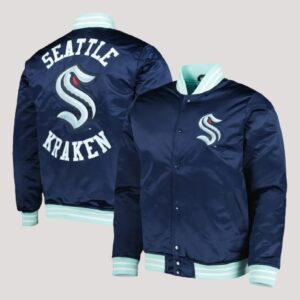 Seattle Kraken Heavyweight Deep Sea Blue Satin Jacket