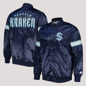 Seattle Kraken Pick & Roll Deep Sea Blue Satin Jacket