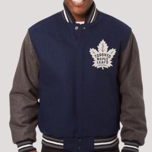 Toronto Maple Leafs Varsity Navy And Gray Wool Jacket